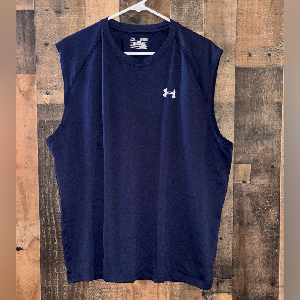 Men’s Sz XL Under Armour Navy Blue Sleeveless Training Tank New